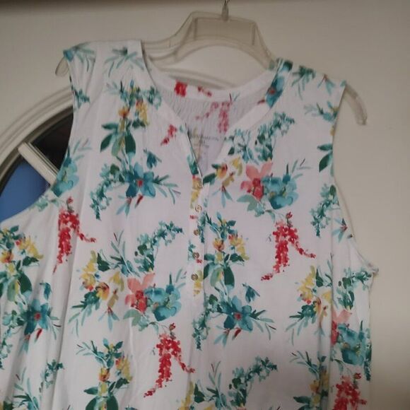 Croft & Barrow White Multi-Color Tank Top Size Women's XXL - Picture 2 of 2